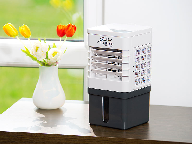 9 Watt Sichler Haushaltsgeräte Kompakter Mini-Akku-Luftkühler mit Wasserkühlung 40 ml/Std.