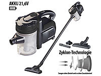 Sichler Haushaltsgeräte 2in1-Akku-Zyklon-Staubsauger BHS-300.ak mit 2 Aufsätzen, 21,6 V