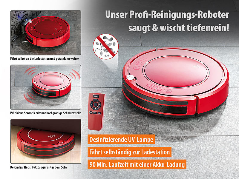 ; Staubsaug-Roboter, 2in1-Staubsaug- & Bodenwisch-Roboter Staubsaug-Roboter, 2in1-Staubsaug- & Bodenwisch-Roboter Staubsaug-Roboter, 2in1-Staubsaug- & Bodenwisch-Roboter 