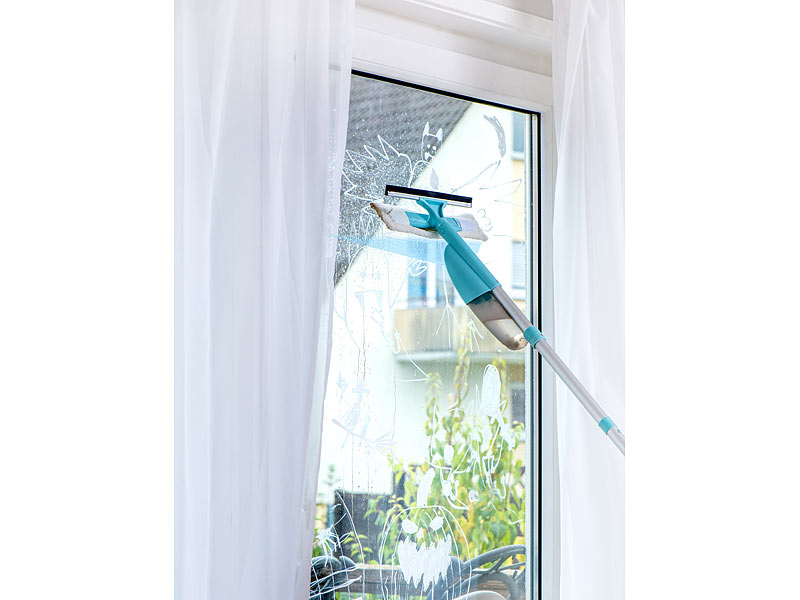 JEHONN Fensterputzer mit Teleskopstiel 152CM, 2 in 1 Professioneller  Fensterwischer Set mit 2 Mikrofaserpads, Teleskopstange Fensterreinigung  für Hohe Fenster im Innen- und Außen Spiegel Auto : : Küche,  Haushalt & Wohnen