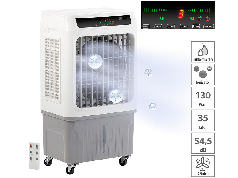 ; Luftkühler, -befeuchter und -reiniger mit Ionisator Luftkühler, -befeuchter und -reiniger mit Ionisator Luftkühler, -befeuchter und -reiniger mit Ionisator 