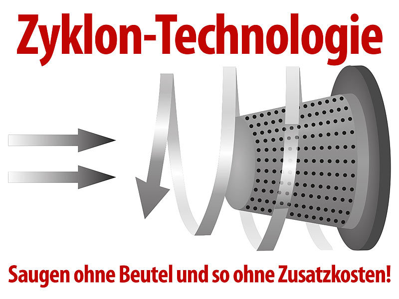 ; Akku-Zyklon-Hand- & Boden-Staubsauger mit Motor-Bürste 