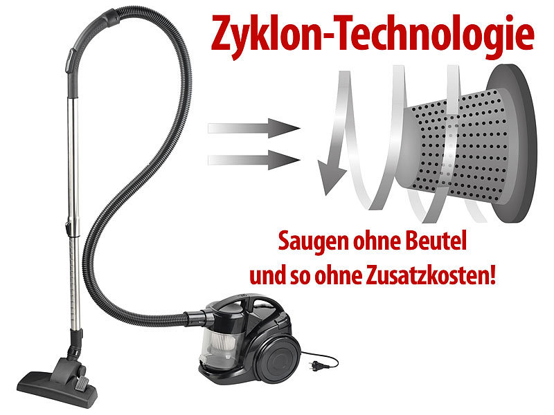 ; Akku-Zyklon-Hand- & Boden-Staubsauger mit Motor-Bürste, Akku-Zyklon-Hand- & Boden-Staubsauger 
