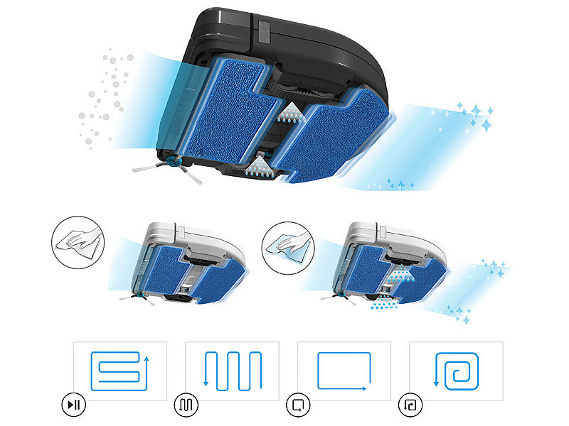 ; Akku-Zyklon-Hand- & Boden-Staubsauger, 2in1-Staubsaug- & Bodenwisch-Roboter mit UV-Licht 
