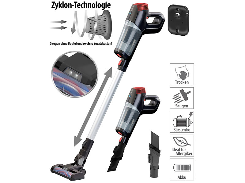 ; Zyklon-Staubsauger, Akku-Zyklon-Hand- & Boden-Staubsauger mit Kehr- & Wischfunktion Zyklon-Staubsauger, Akku-Zyklon-Hand- & Boden-Staubsauger mit Kehr- & Wischfunktion 
