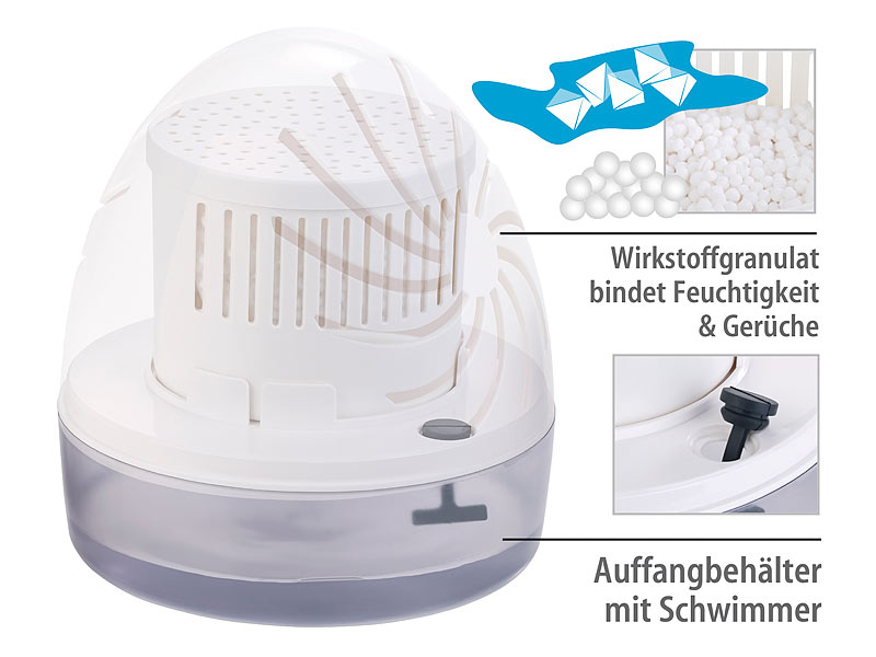 Sichler Haushaltsgeräte 4er-Set Raumentfeuchter m. 2 Granulat-Packs, bis  100 ml/Tag, bis 10 m²