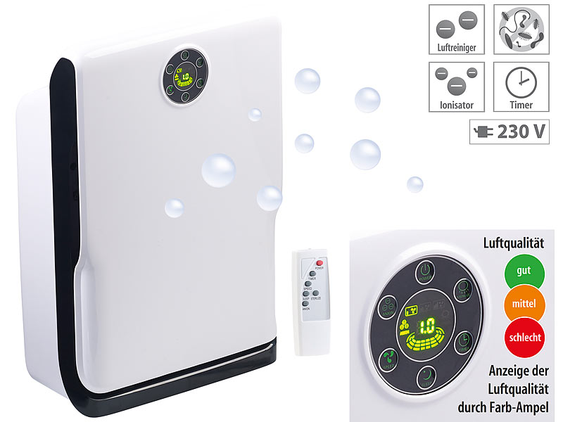 ; Digitale Luftentfeuchter und -reiniger mit Timer, Multi-Stufen-Luftreiniger mit Filtern, Ionisator,en UV, WLAN & Apps 
