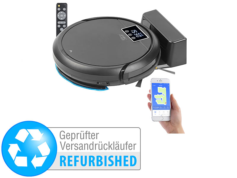 ; Akku-Zyklon-Hand- & Boden-Staubsauger, 2in1-Staubsaug- & Bodenwisch-Roboter mit UV-Licht 