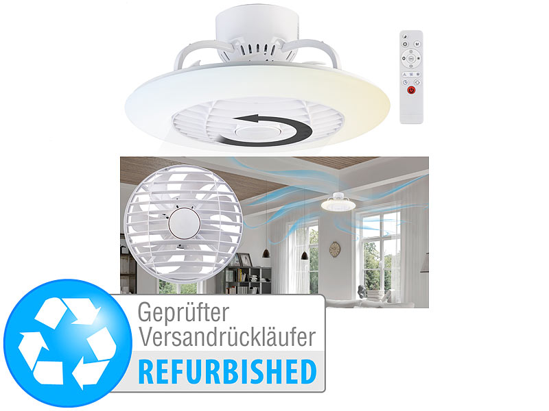 Sichler Haushaltsgeräte 2in1-Deckenleuchte & Ventilator mit Fernbedienung,  Versandrückläufer