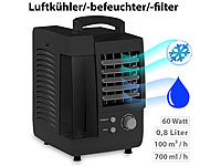 Sichler Haushaltsgeräte Kompakter 3in1-Tisch-Luftkühler, -Luftbefeuchter & -Luftfilter, 60 W; Luftkühler, -befeuchter und -reiniger mit Ionisator Luftkühler, -befeuchter und -reiniger mit Ionisator Luftkühler, -befeuchter und -reiniger mit Ionisator Luftkühler, -befeuchter und -reiniger mit Ionisator 