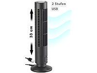 Sichler Haushaltsgeräte Schlanker Turm-Ventilator, USB-Strom, 2 Geschwindigkeits-Stufen, 33 cm