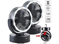 Sichler Haushaltsgeräte 2er Pack 3in1-Akku-Camping-Ventilator, LED, USB-Powerbank, Ø 16cm