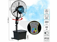 Sichler Haushaltsgeräte Profi-Außen-Standventilator mit Sprühnebelfunktion, 41 l, 260 W, IP55; Monoblock-Klimaanlagen 