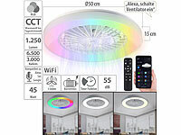 Sichler Haushaltsgeräte 2in1-WLAN-Deckenleuchte & Ventilator, RGB-CCT-LEDs, 30W, 1.250 lm, App; Mobile Deckenventilatoren Mobile Deckenventilatoren Mobile Deckenventilatoren Mobile Deckenventilatoren 