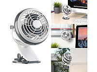 Sichler Haushaltsgeräte Mobiler Ventilator mit Klemme, USB & Batterie-Betrieb, 3 W, Ø 12,7 cm