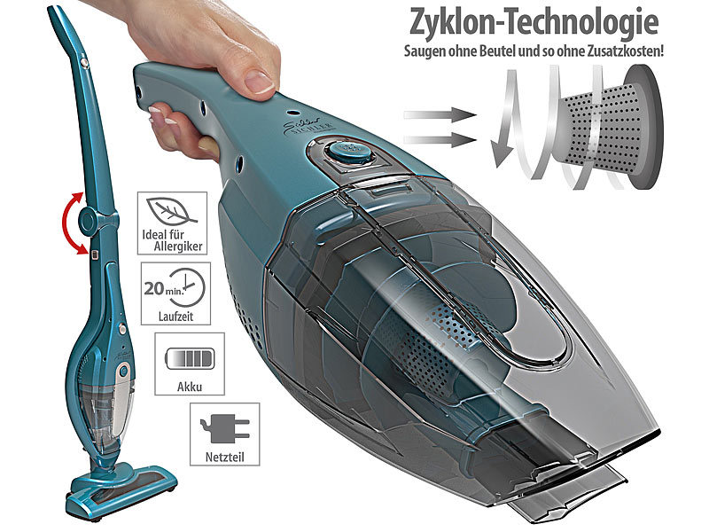 ; Akku-Zyklon-Hand- & Boden-Staubsauger, Akku-Zyklon-Hand- & Boden-Staubsauger mit Motor-Bürste 