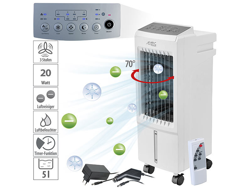 ; Luftkühler, -befeuchter und -reiniger mit Ionisator Luftkühler, -befeuchter und -reiniger mit Ionisator Luftkühler, -befeuchter und -reiniger mit Ionisator Luftkühler, -befeuchter und -reiniger mit Ionisator 