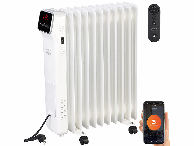 Sichler Haushaltsgeräte Radiateur à bain d'huile 2500 W télécommandé et  connecté